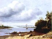 BORSSUM, Anthonie van Extensive River View with a Horseman dgh oil painting artist